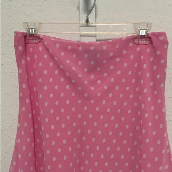 Y2K Chaps Pink Polka Dot Ruffle Hem Skirt - Picture 2 of 7